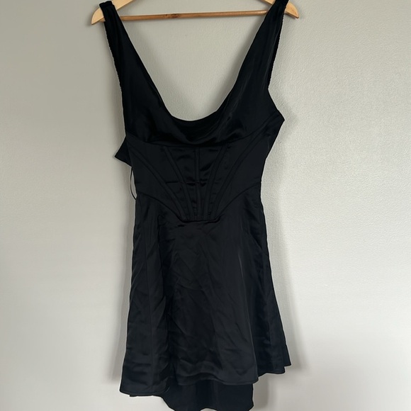 Urban Outfitters Black UO Helena Satin Corset  Slip Mini Dress Size M - Picture 10 of 16